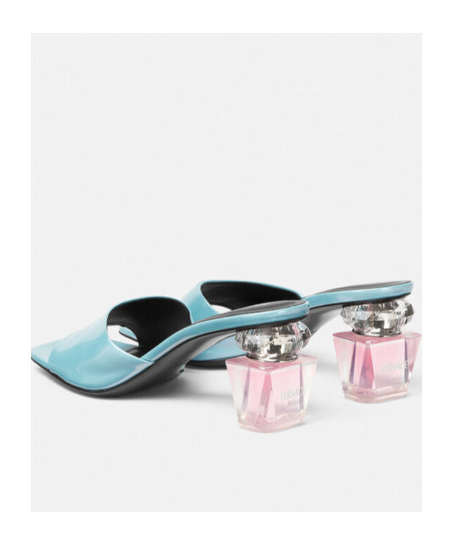 Shop Versace 70mm Satin Mules In Blue