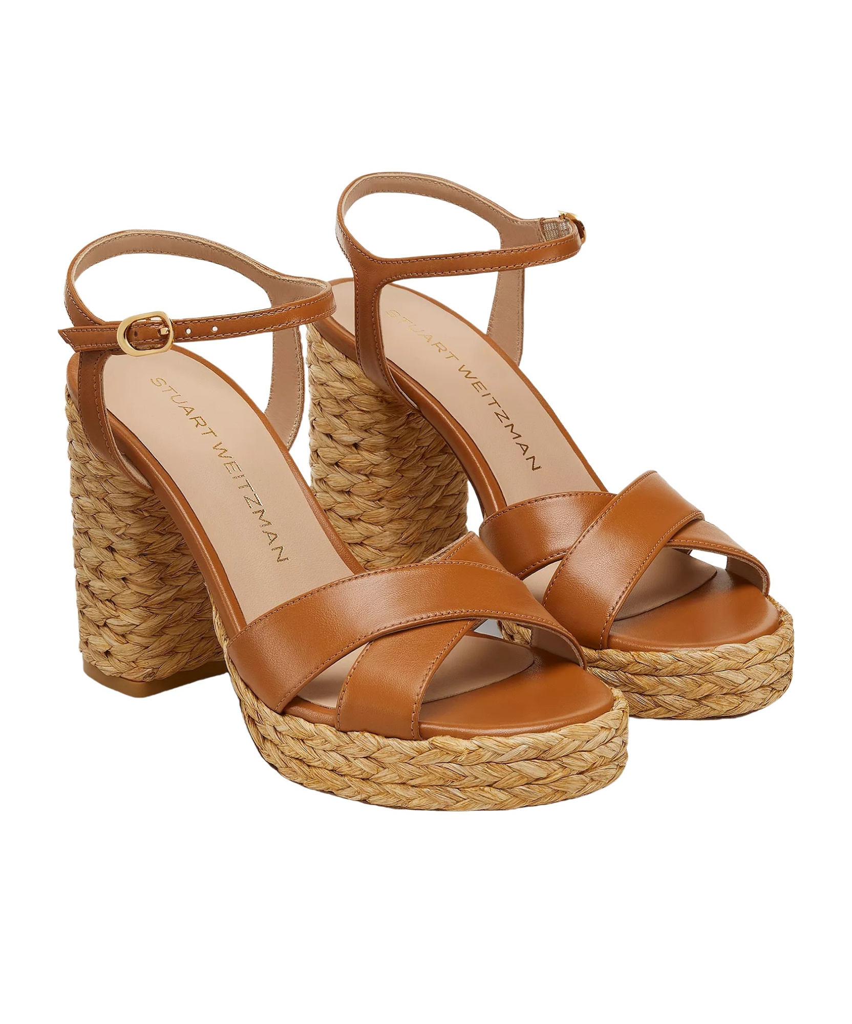 Stuart Weitzman Heel Strap Sandals With Braided Cross Design In Brown