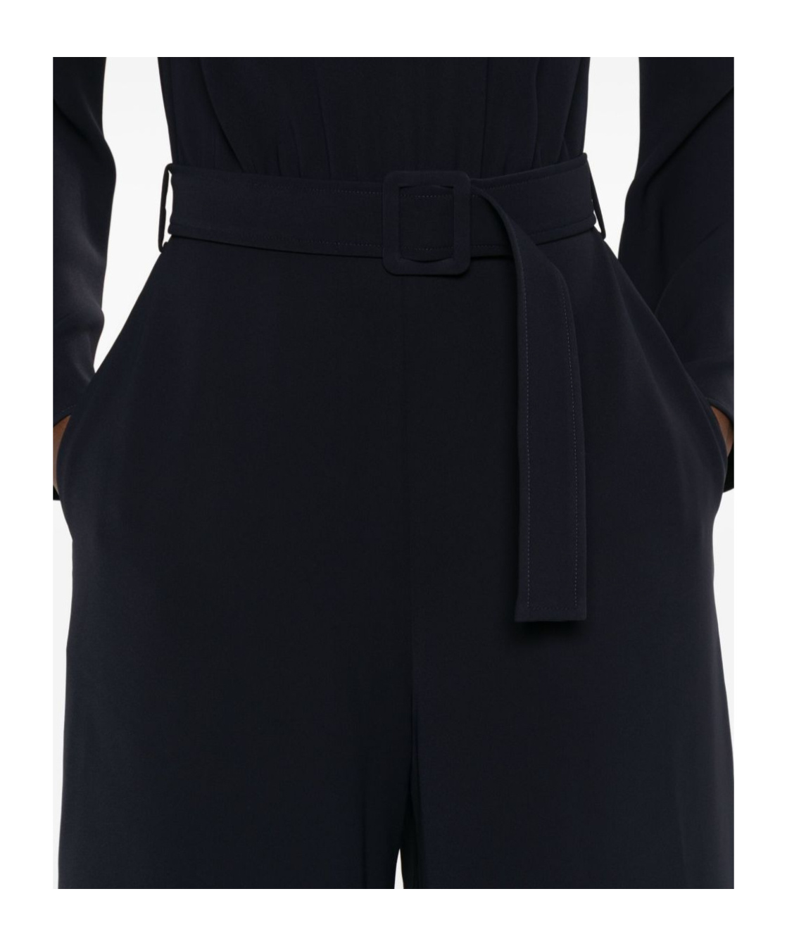 P.a.r.o.s.h Belted Bell-sleeve Jumpsuit In Black