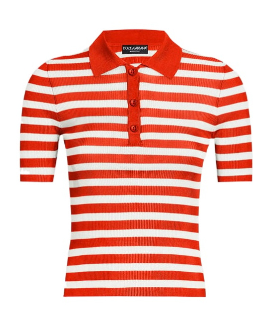 Dolce & Gabbana Red Striped Polo Shirt