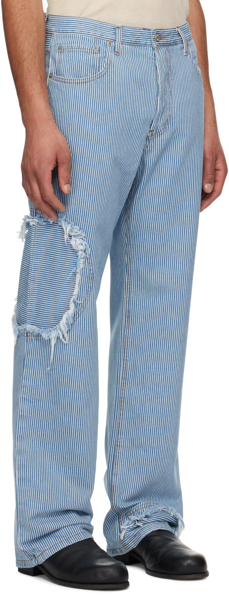 Edward Cuming Circle Window Jeans In Blue