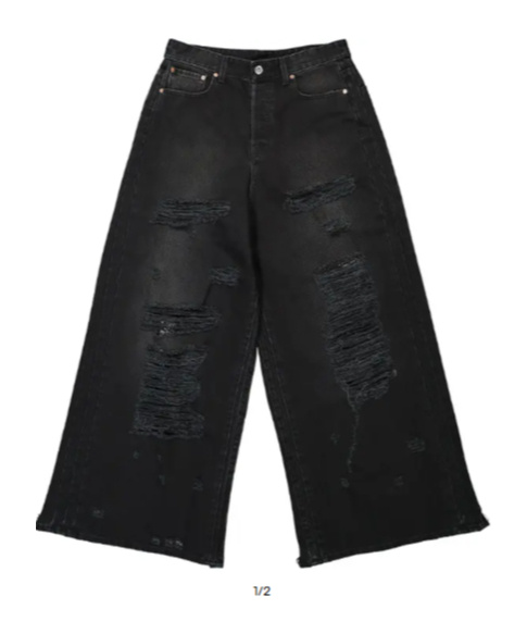 Vetements Distressed Wide Leg Jeans In Black