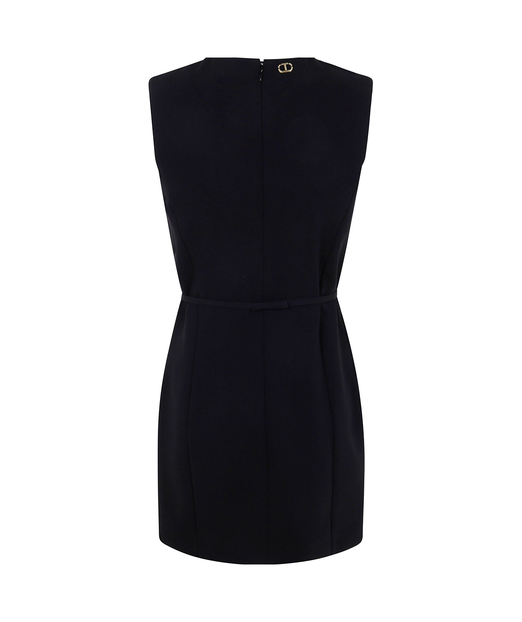 Shop Twinset Logo-plaque Sleeveless Mini Dress In Black