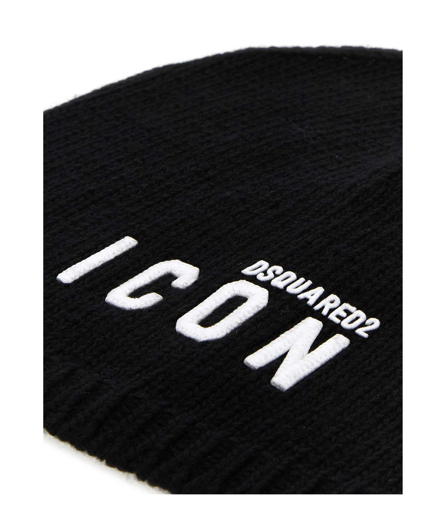 Dsquared2 Dsquared Women Black Wool Blend Beanie Hat In Black
