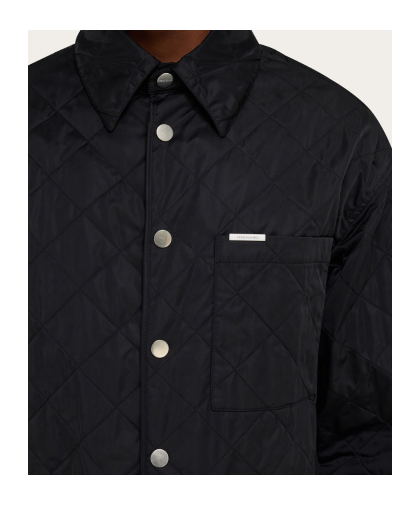 Ferragamo Quilted Overshirt In Black