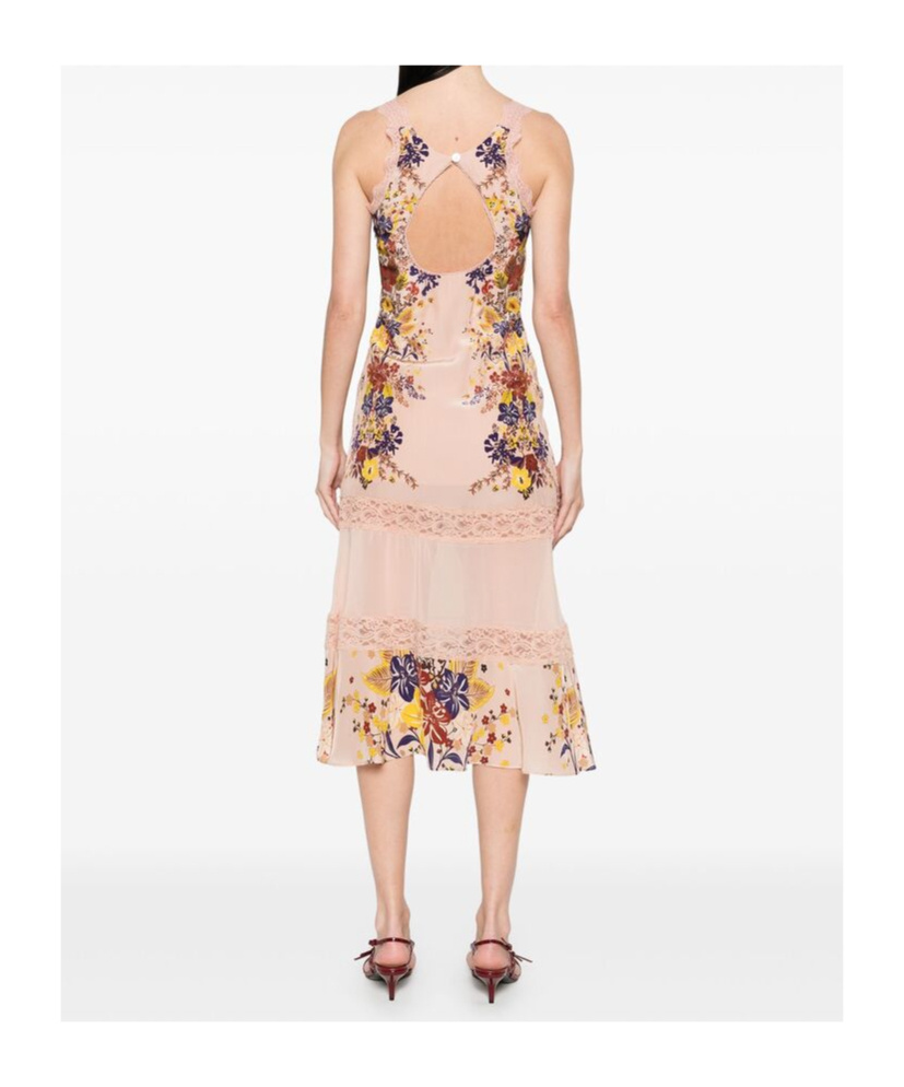 Farm Rio Floral Lace Slip Dress In Nude