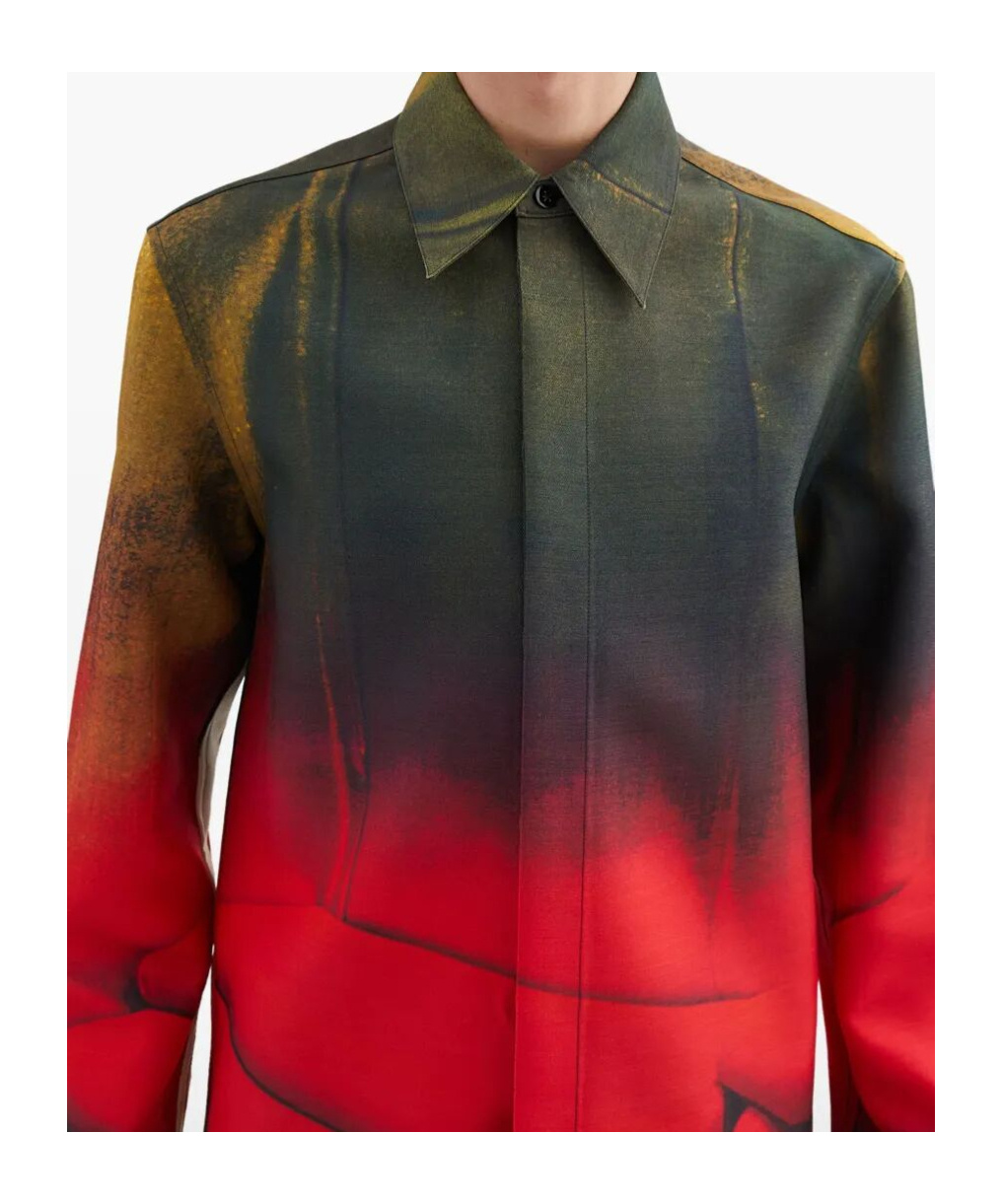 Jil Sander Casual Gradient Long Sleeve Shirt With Buttoned Cuffs In Red