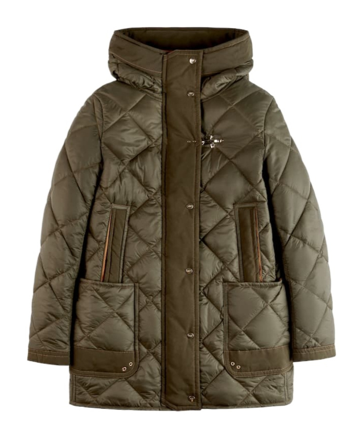 Fay Quilted Hooded Parka Jacket In Green