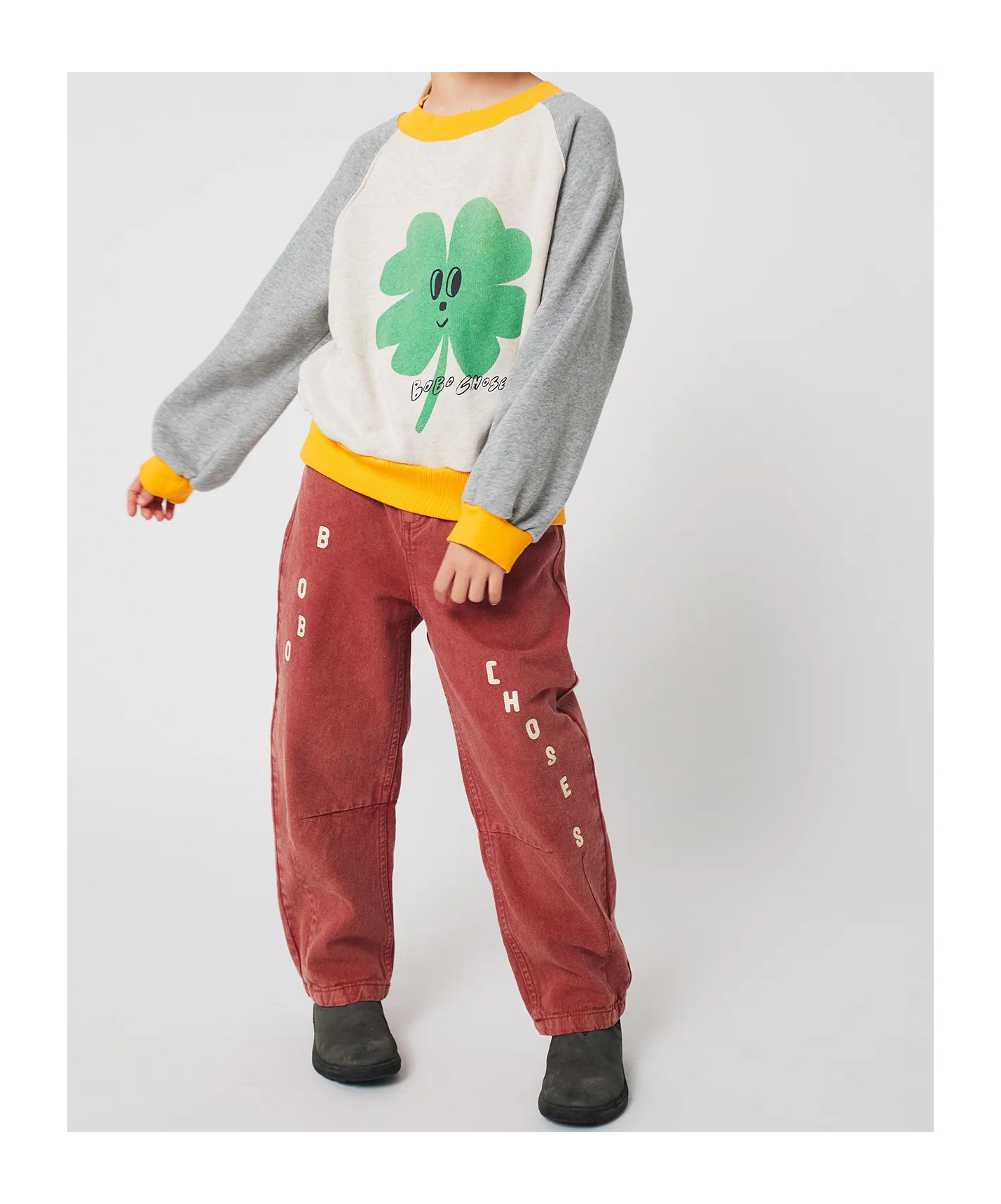 Bobo Choses Lucky Clover Ranglan Sweatshirt In Multi