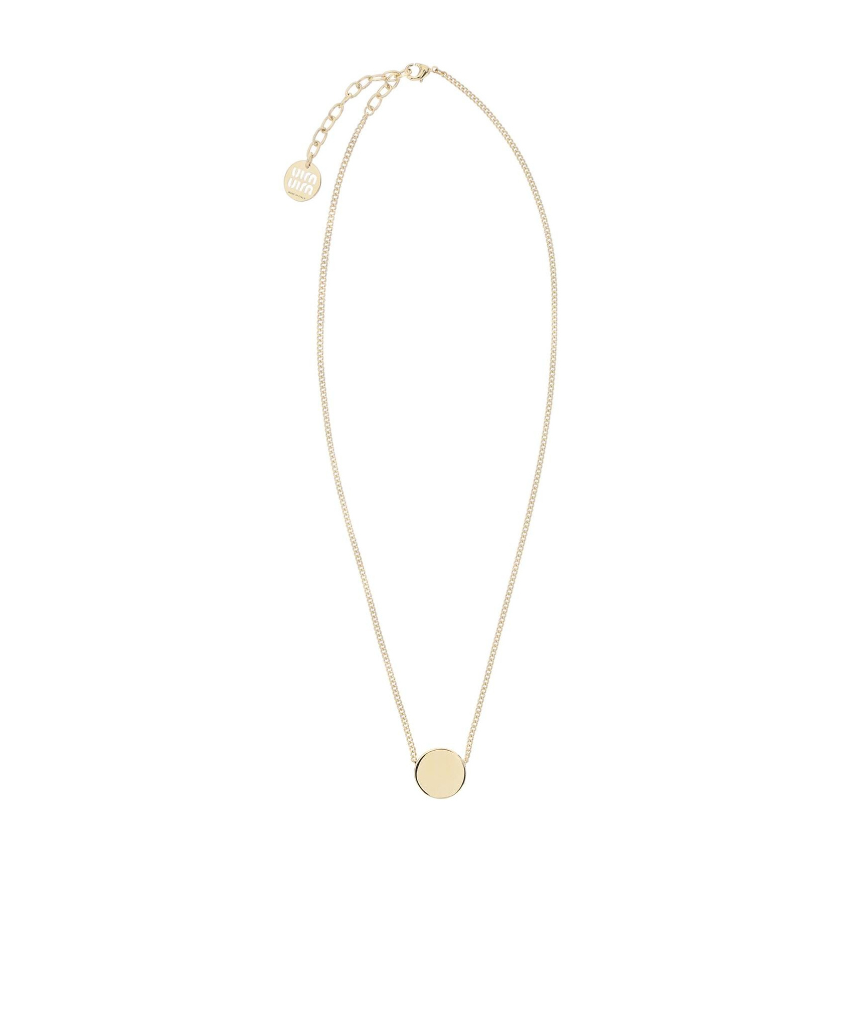 Miu Miu Adjustable Chain Necklace With Pendant Detail In Gold
