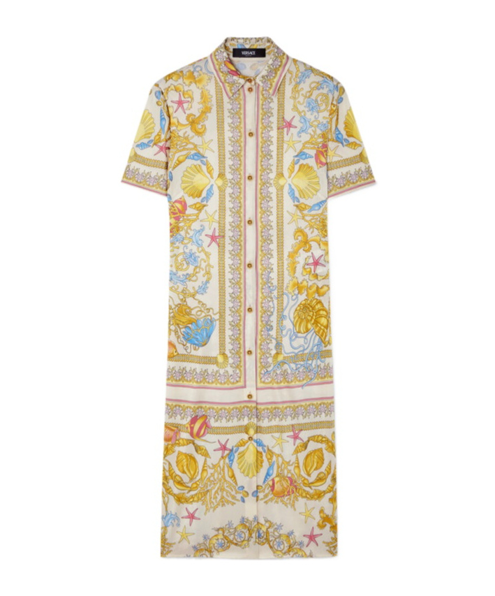 Versace Printed Stretch-jersey Midi Shirt Dress