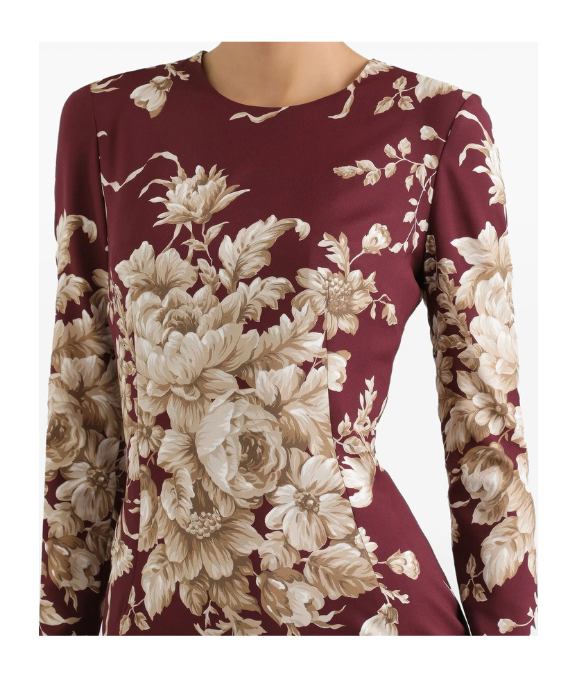 Dolce & Gabbana Floral-print Long-sleeve Midi Dress In White