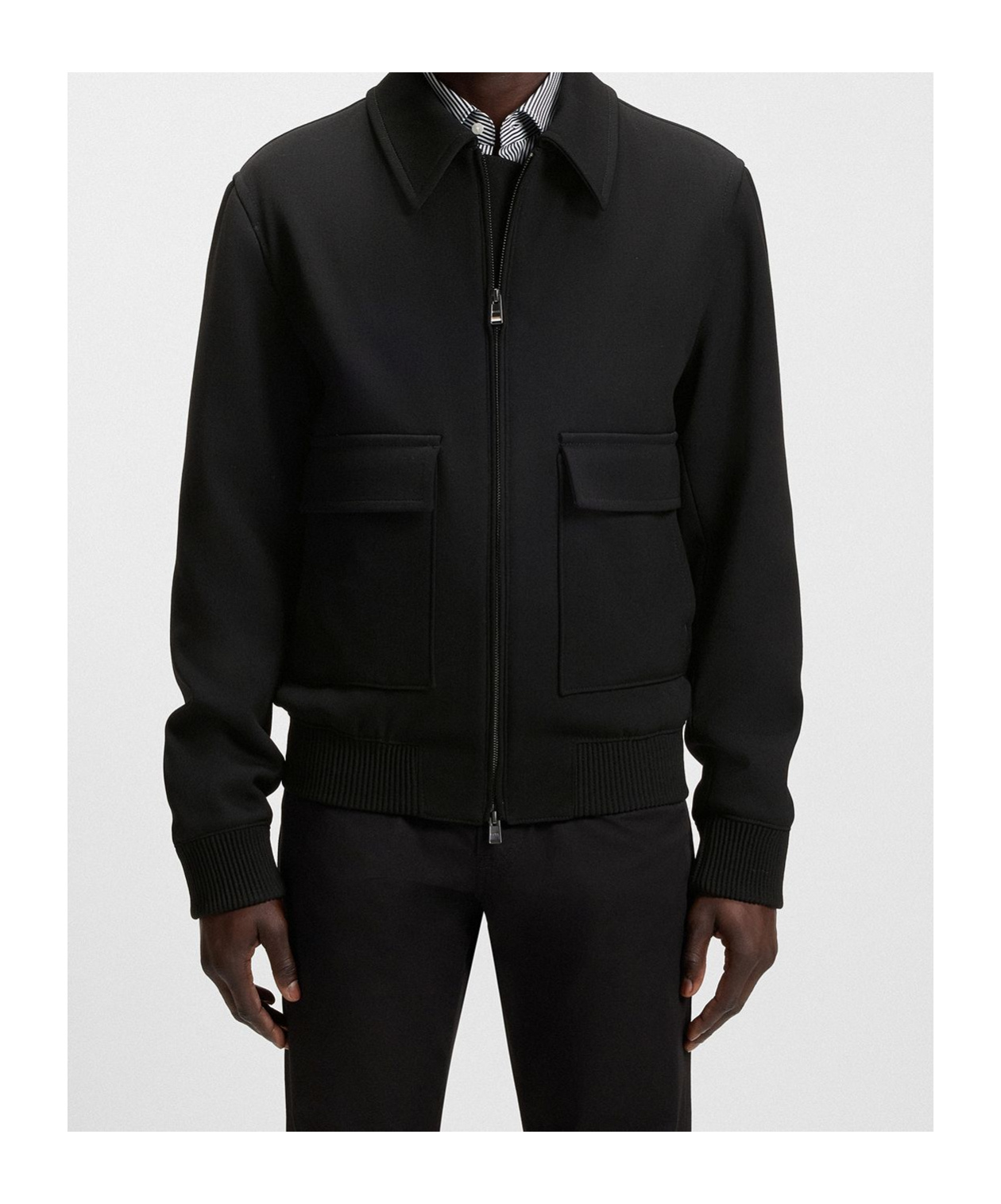 Hugo Boss Bomber Jacket With Removable Lining In Black
