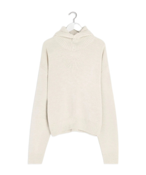 Lemaire Buttoned Ribbed-knit Jumper In Neutral