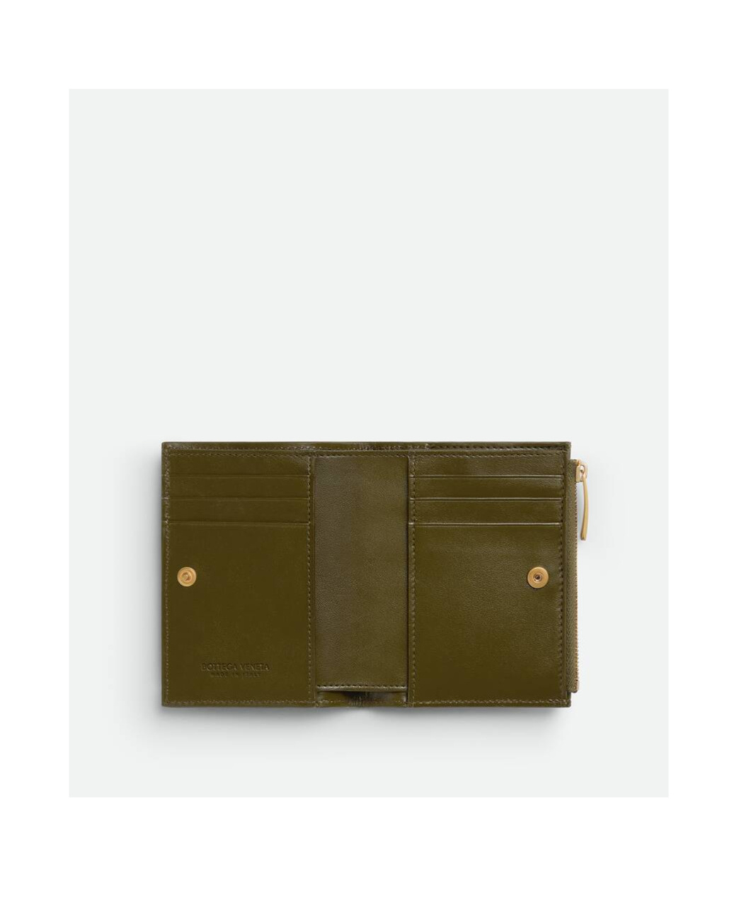 Bottega Veneta Small Leather Intrecciato Bifold Wallet In Green
