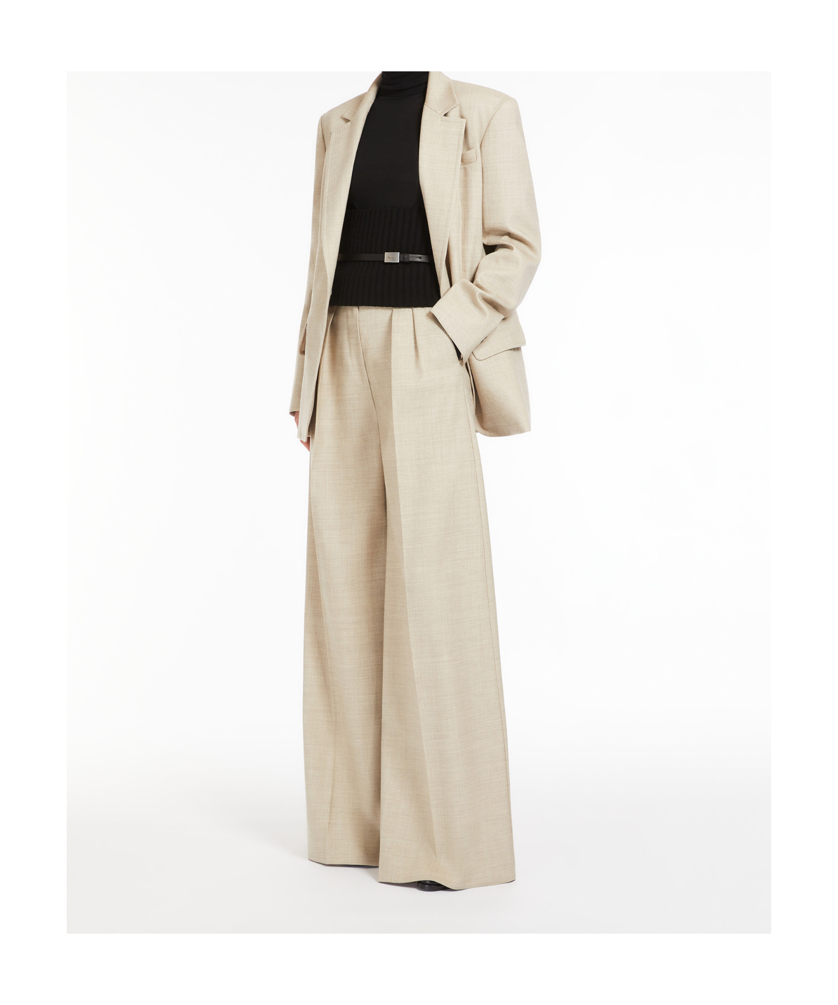 Max Mara Long-sleeved Suit Coat In Nude