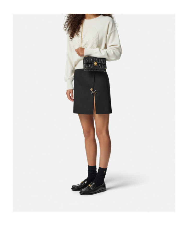 Versace Mini Quilted Kleio Leather Crossbody Bag In Black
