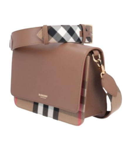 Burberry Logo Flip Shoulder Bag In Brown