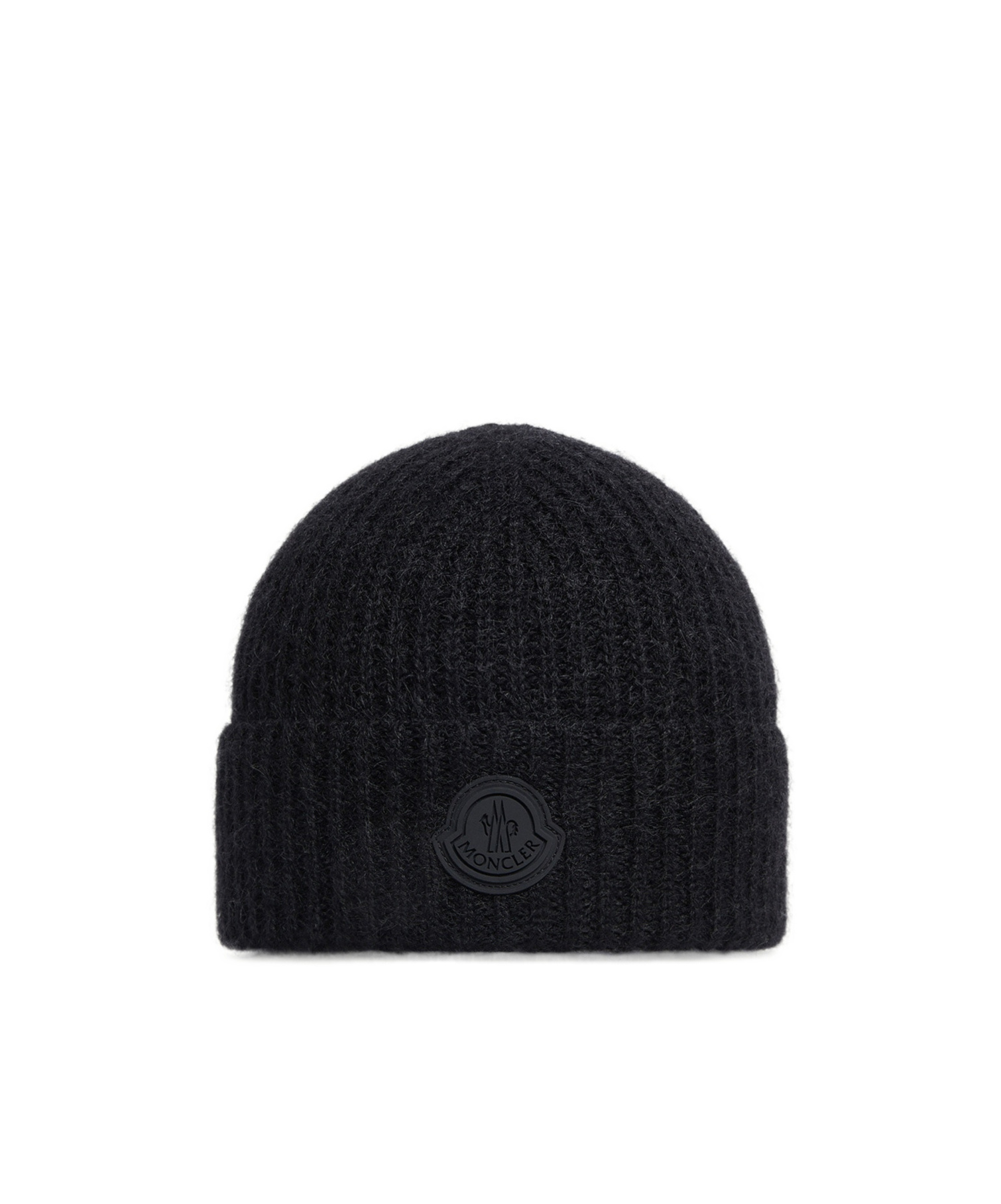 Moncler Wool Mohair Blend Beanie In Black