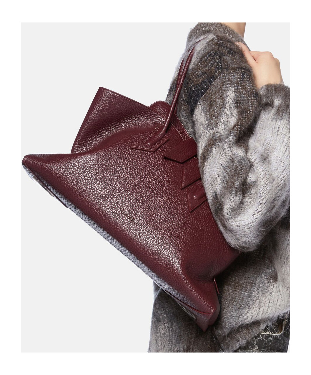 Attico Maroon La Passeggiata Medium Tote In Red