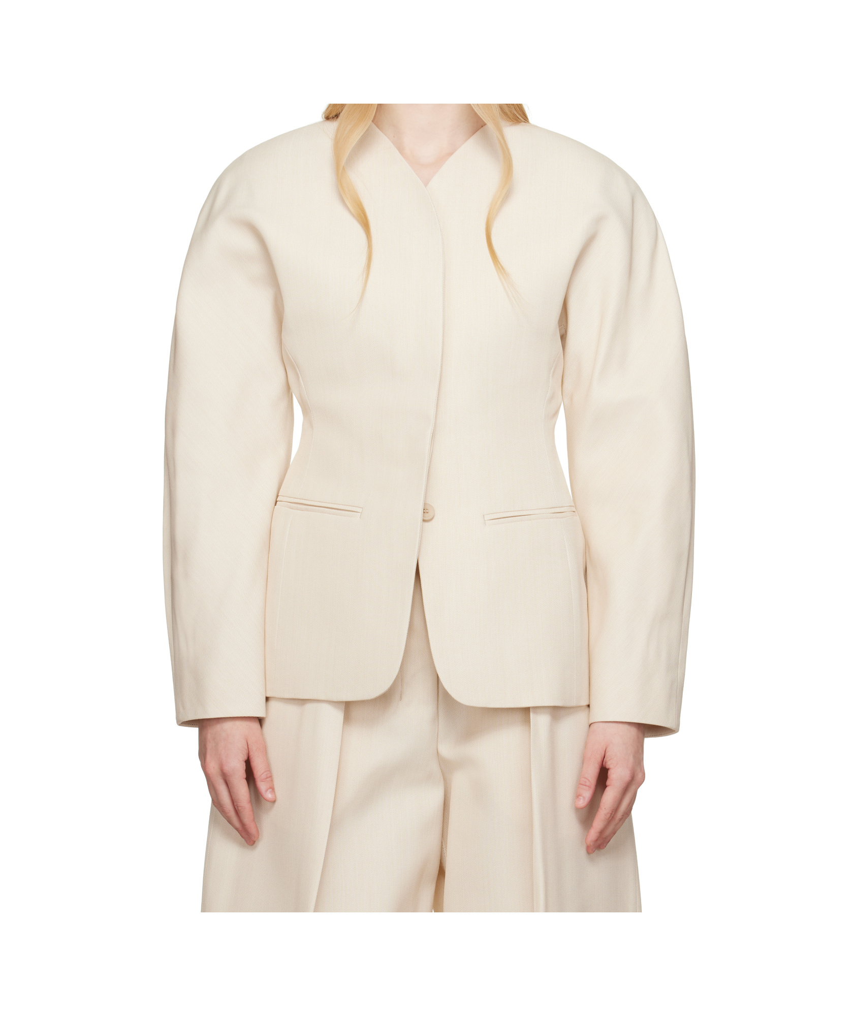 Jacquemus Long Sleeve Casual Jacket In Sand