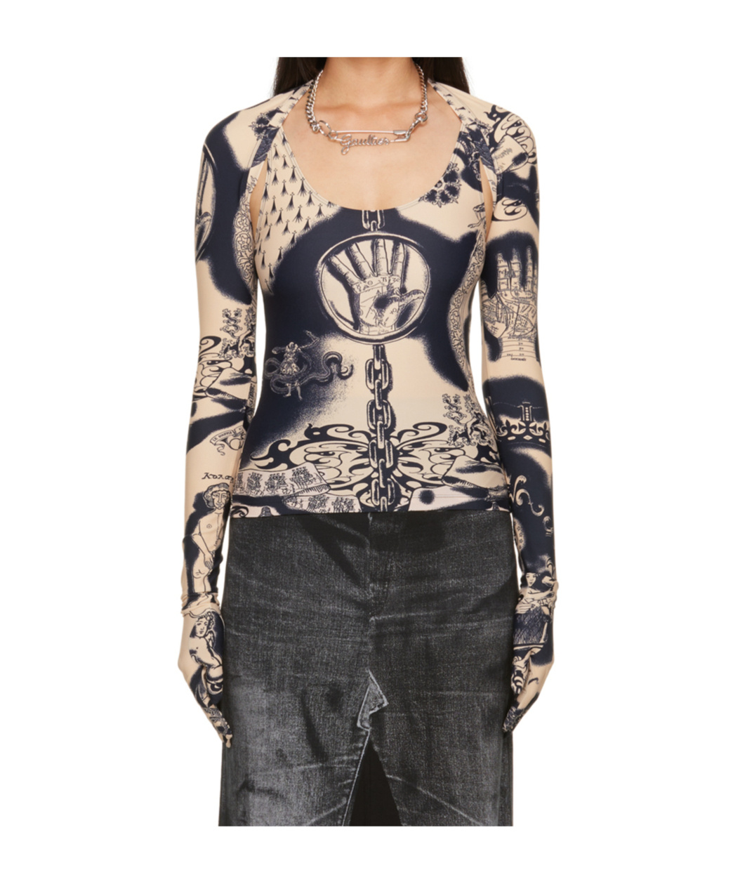 Jean Paul Gaultier Long-sleeved Cardigan In Black