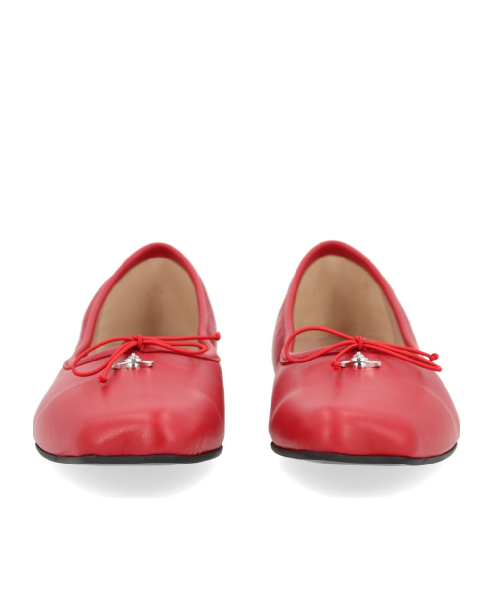 Vivienne Westwood Brigitte Orb-plaque Ballerina Shoes In Red