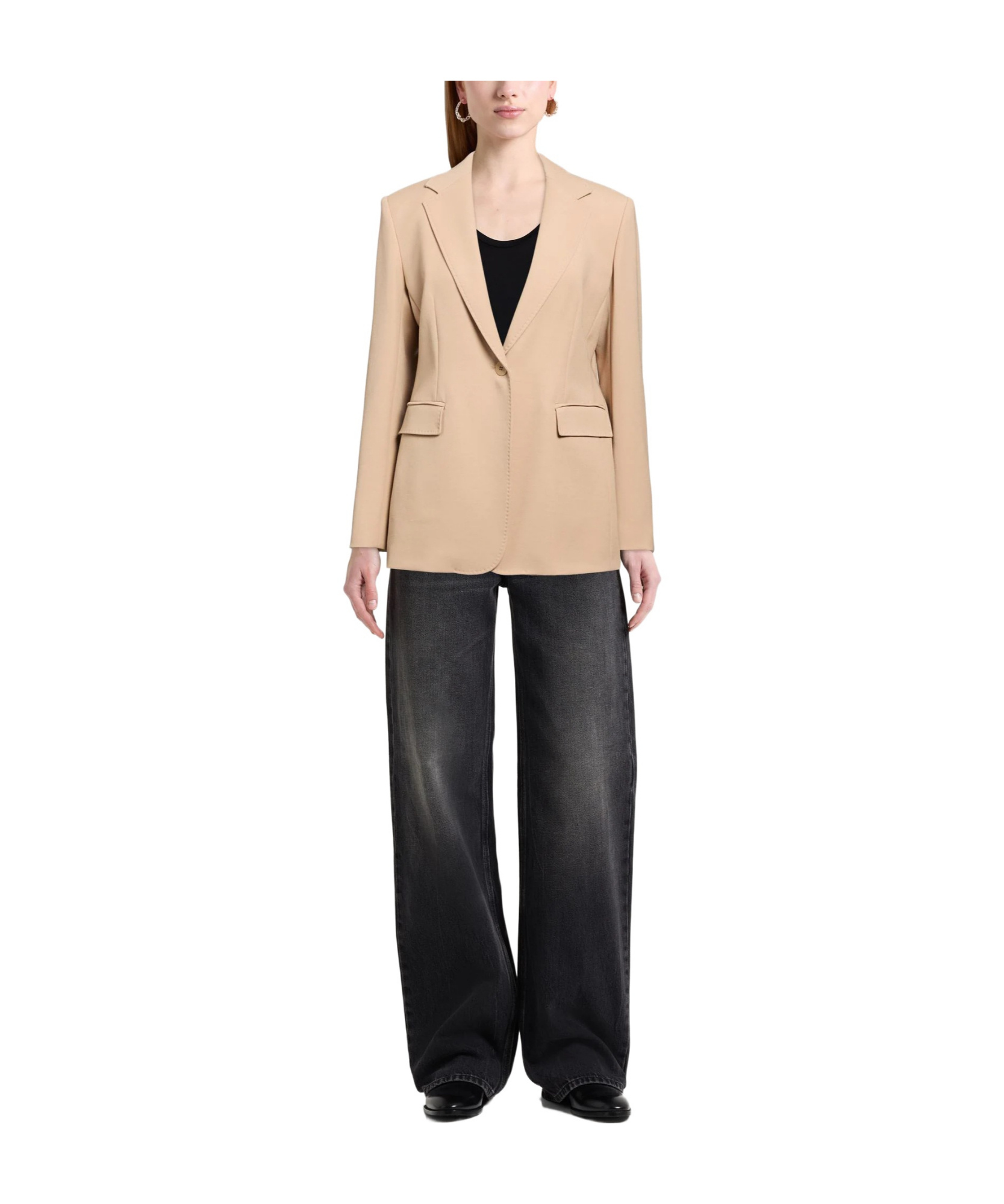 Max Mara Single- Wool Suit In Sand-colored