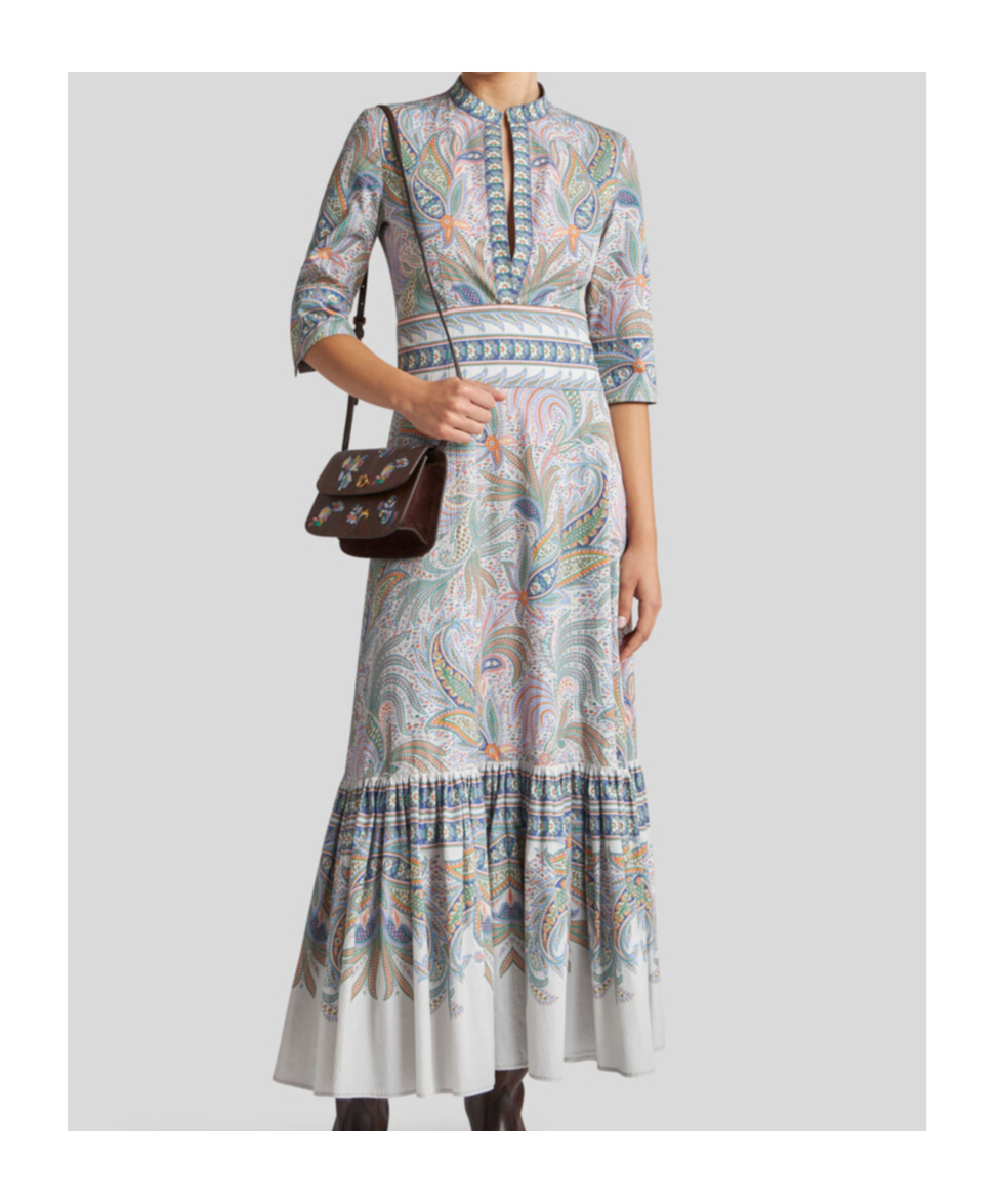 ETRO COTTON DRESS WITH FLOUNCE