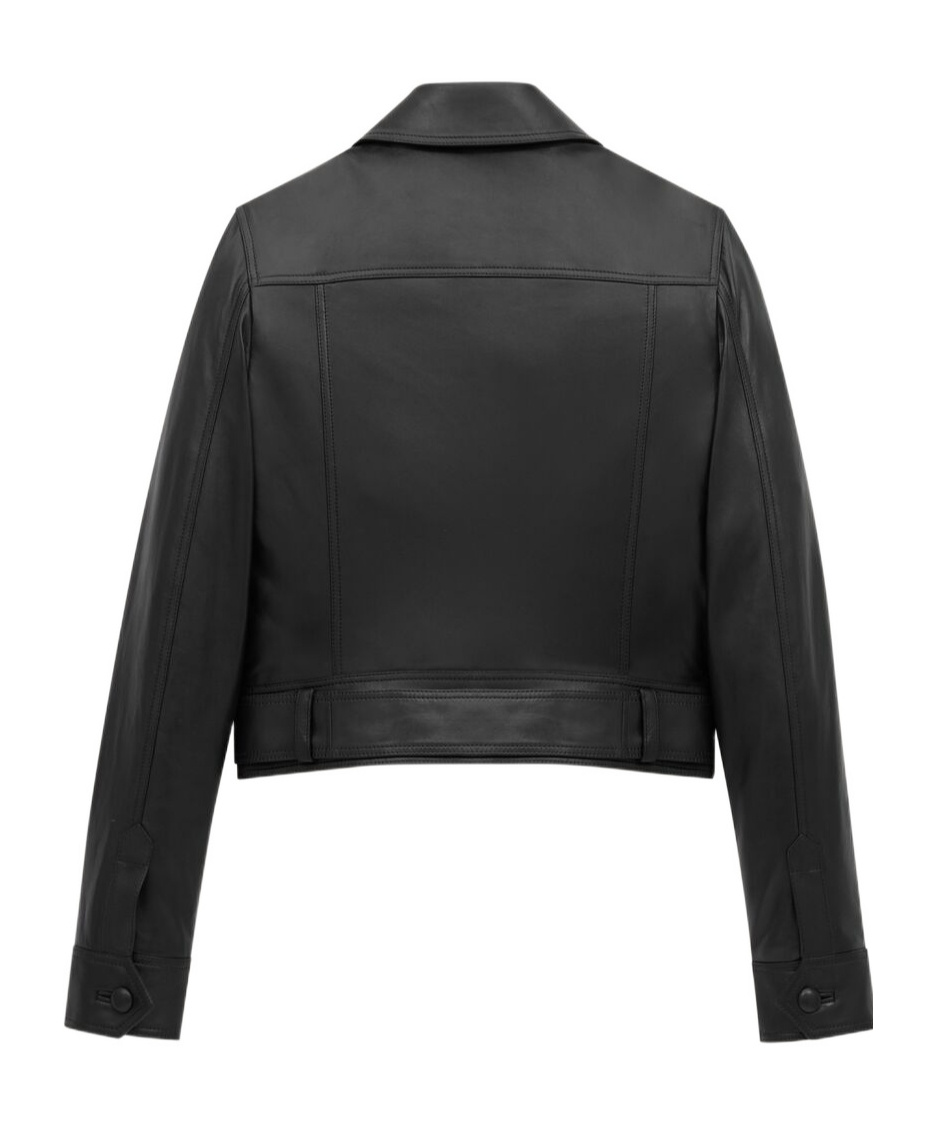 Shop Saint Laurent Cropped Jacket In Lambskin In Black