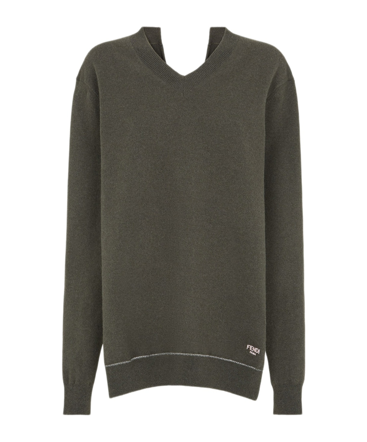 Fendi V-neck Sweater In Black