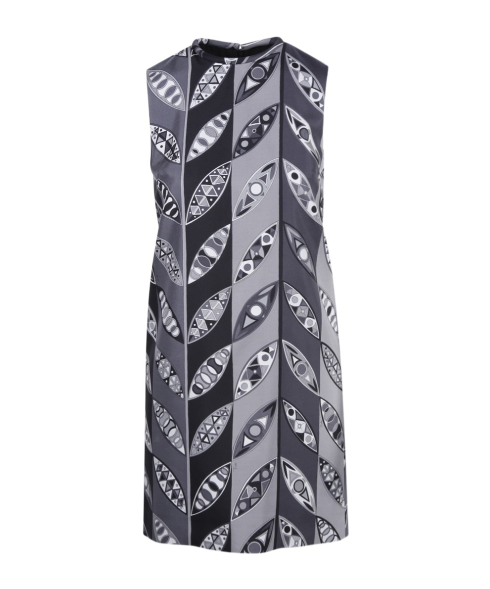 Emilio Pucci Abstract-print Silk Miniskirt In Gray
