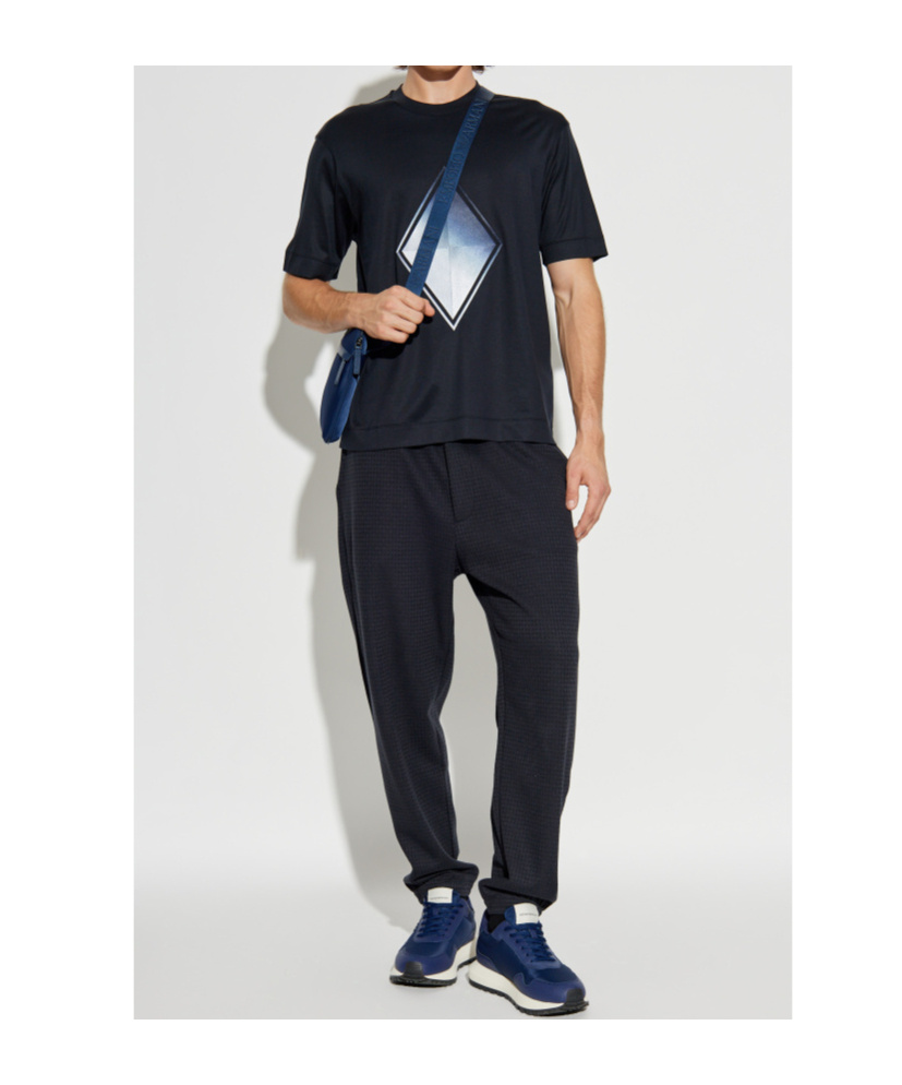 Emporio Armani Diamond-print T-shirt In Black