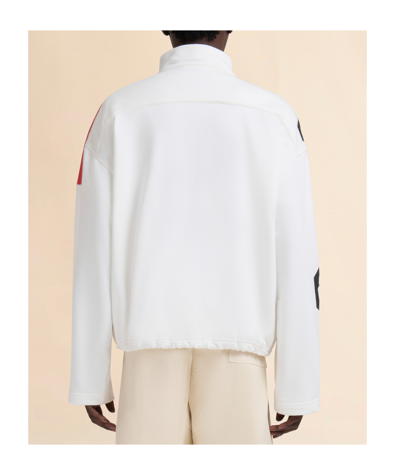 Marni Mixed Media Zipper Collar Sweatshirt In Neutral