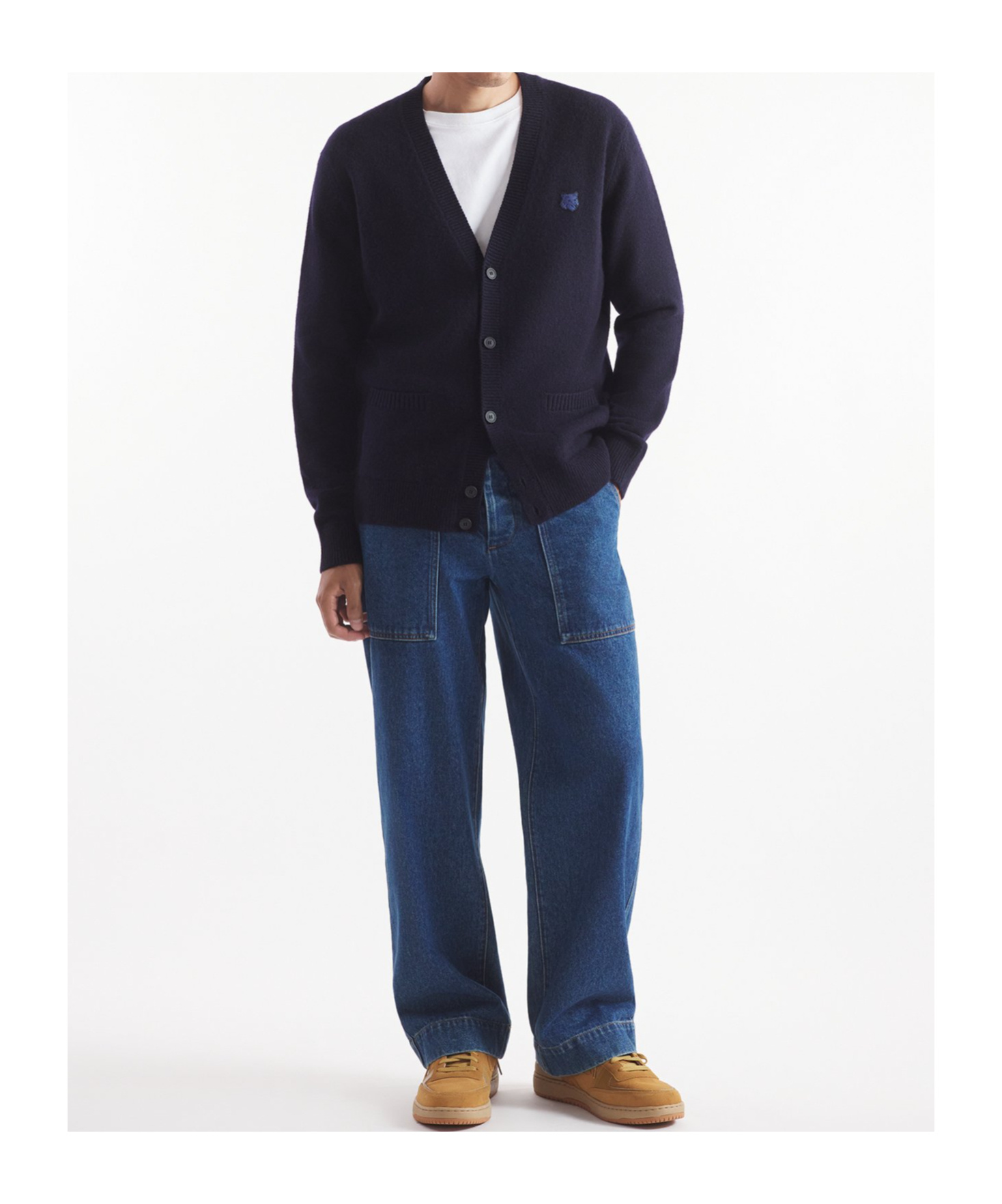 Shop Maison Kitsuné Bold Fox Head-patch Cardigan In Black