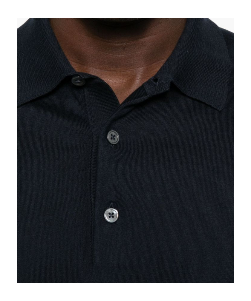Tom Ford Midnight Cotton Blend Polo In Black