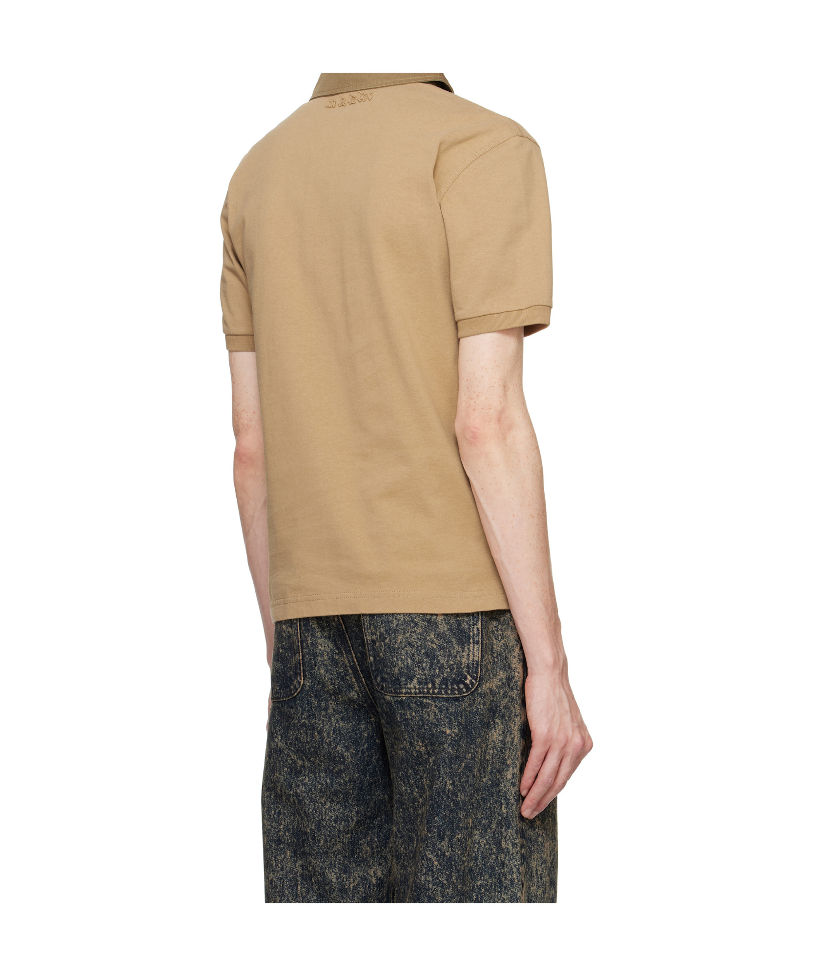 Marni Brown Canvas Collar Polo In Nude