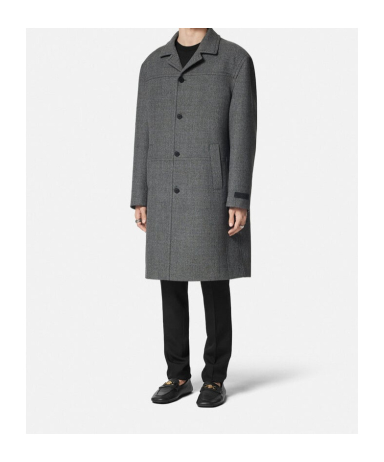 Versace Single-breasted Coat In Black