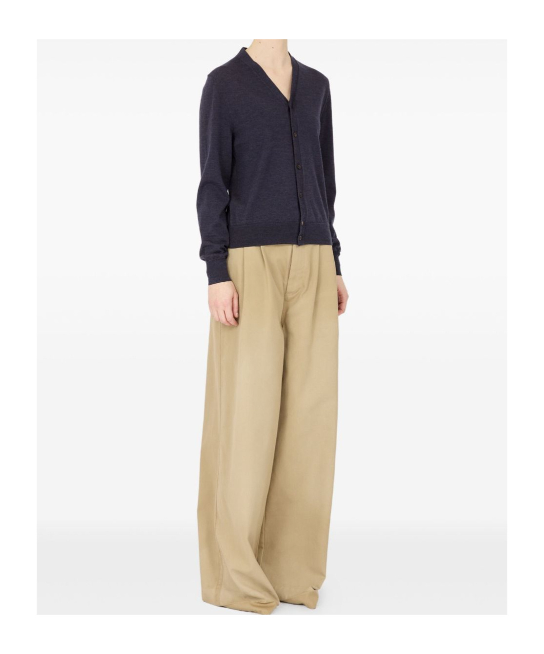 Maison Margiela Ribbed Trim V-neck Cardigan With Long Sleeves In Black