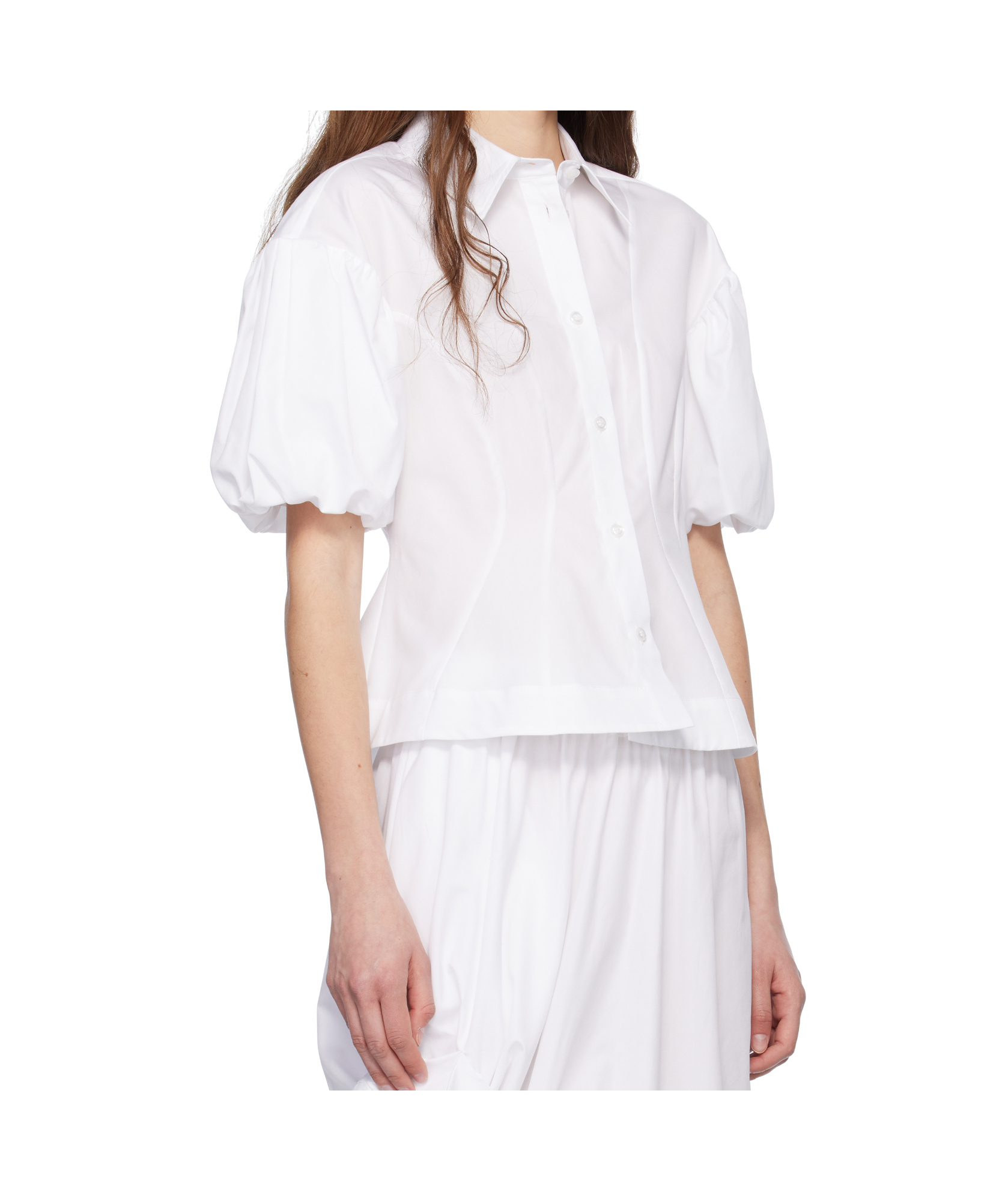 Simone Rocha White Cropped Puff Sleeve Shirt In White