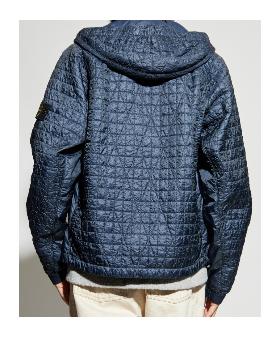 Stone Island 4100023 Quilted Logo-patch Jacket In Blue
