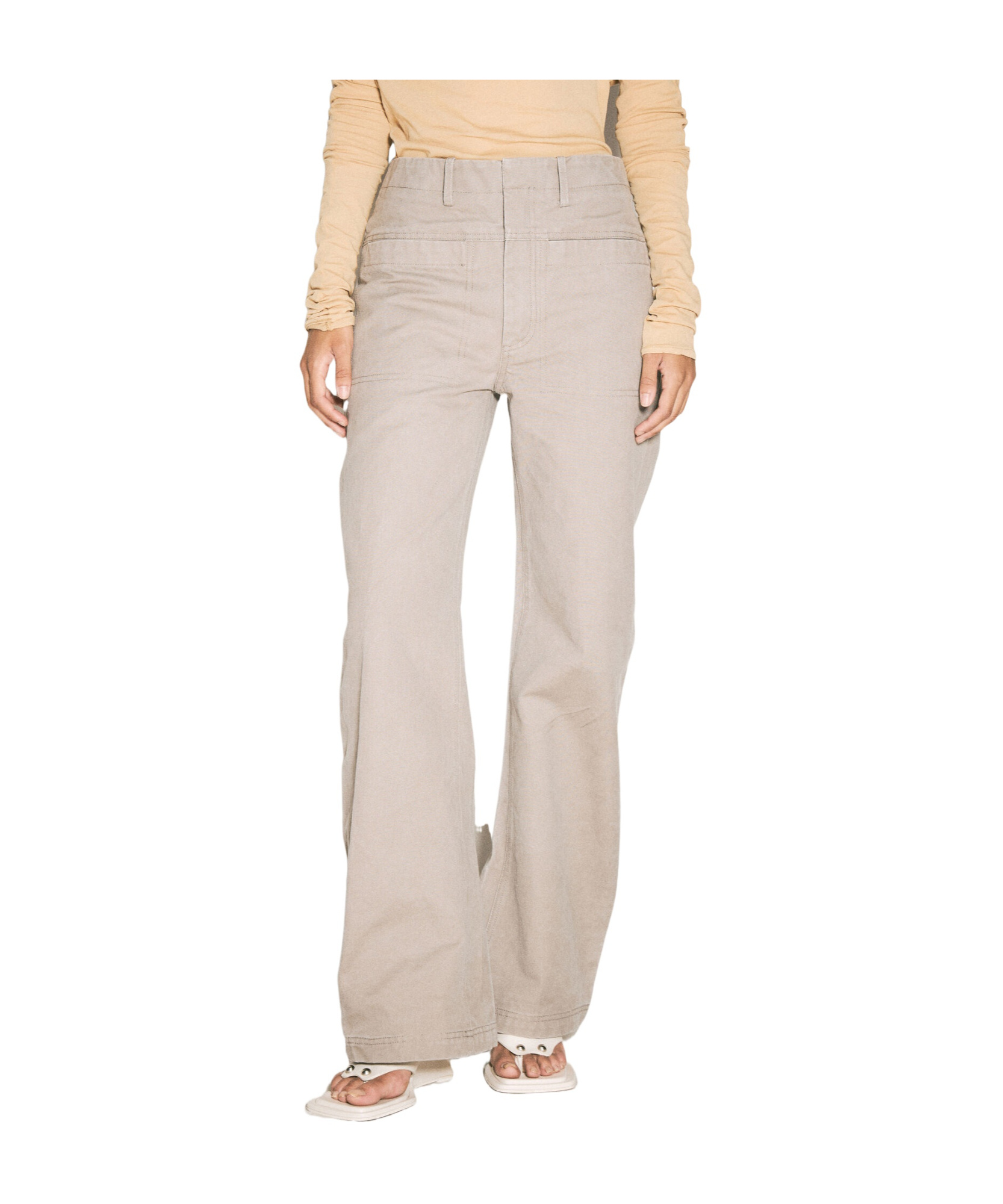 Entire Studios Cotton Flared Trousers In Neutral