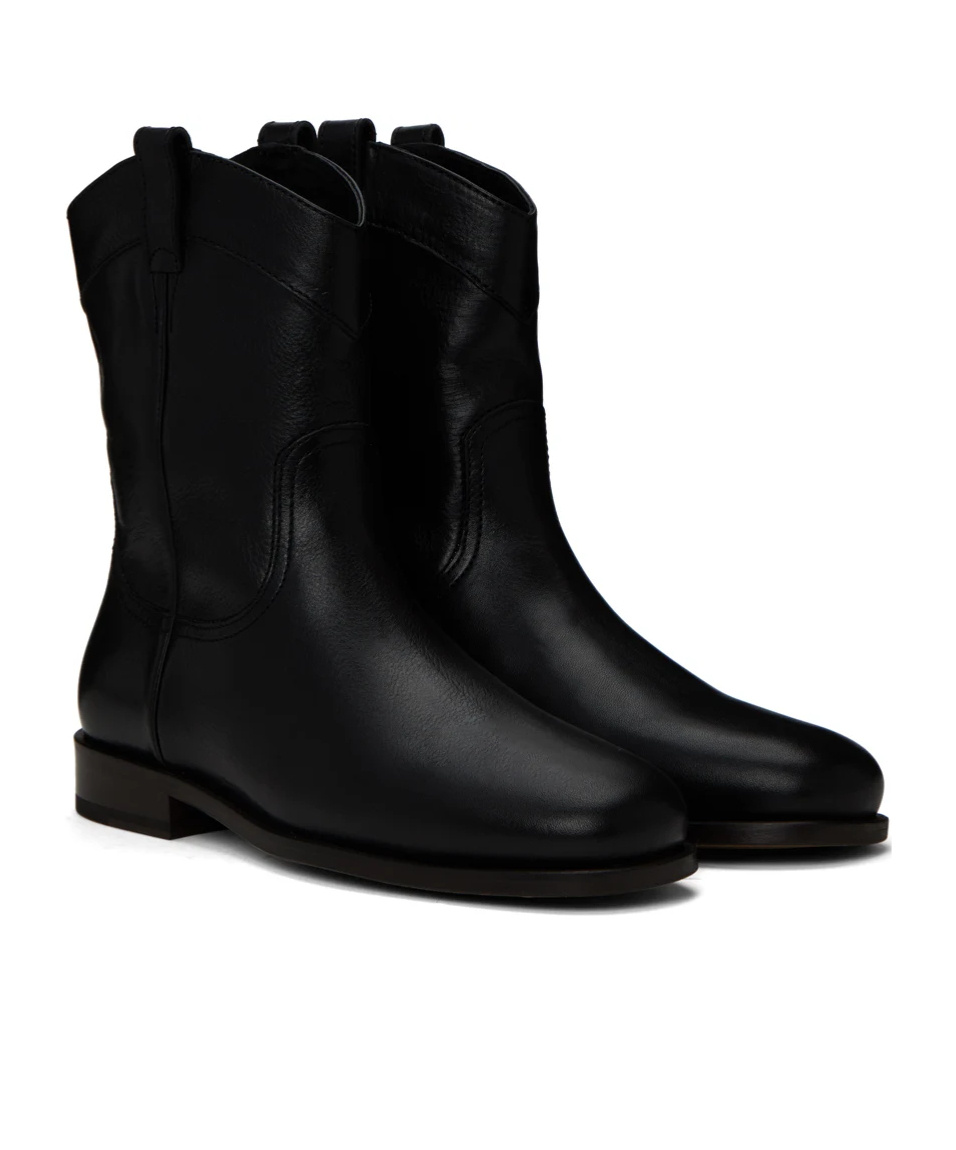 Lemaire Black New Western Chelsea Boots In Black