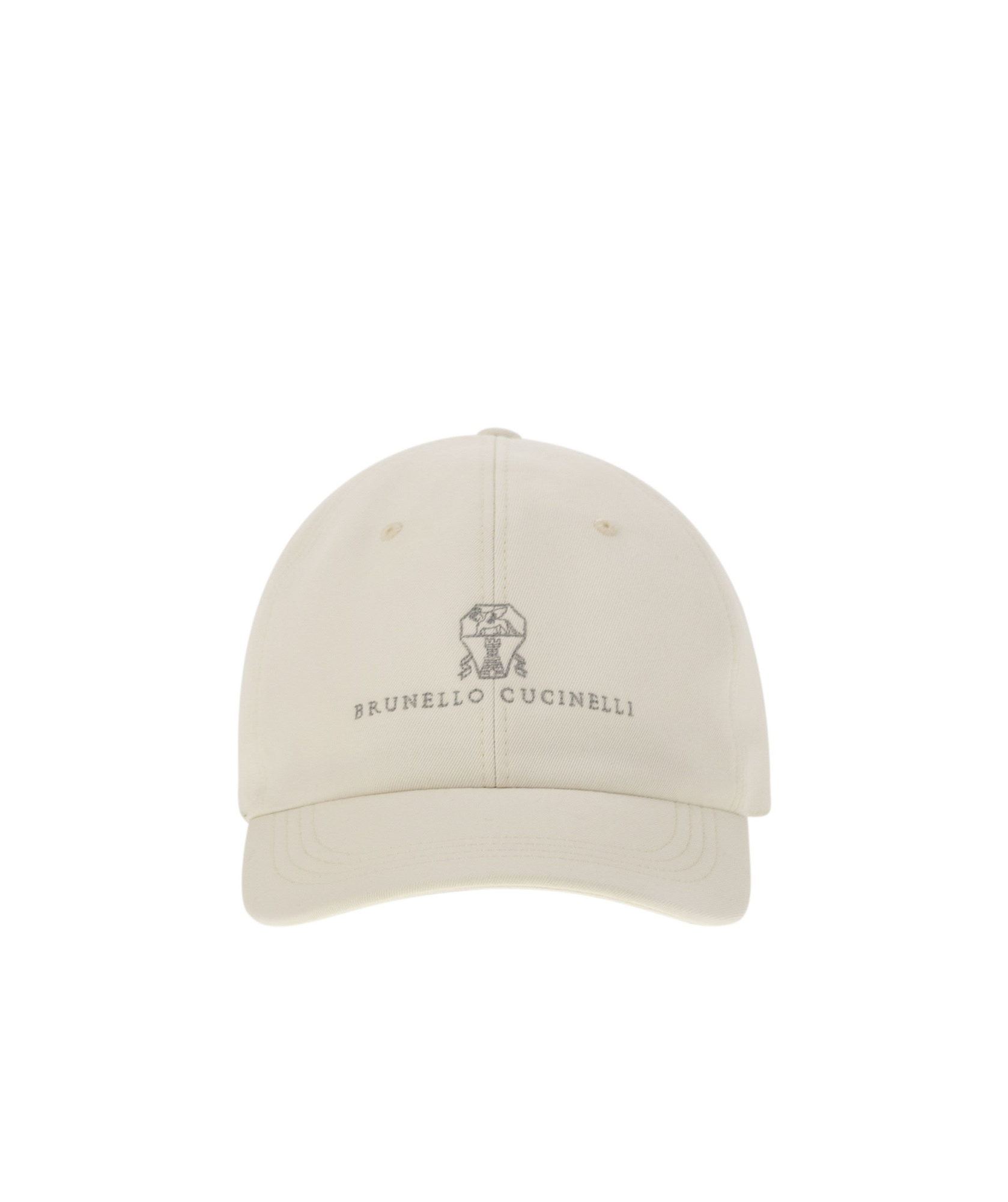 Brunello Cucinelli Baseball Cap In Garment-dyed Twisted Cotton Gabardine With Embroidered Logo In White