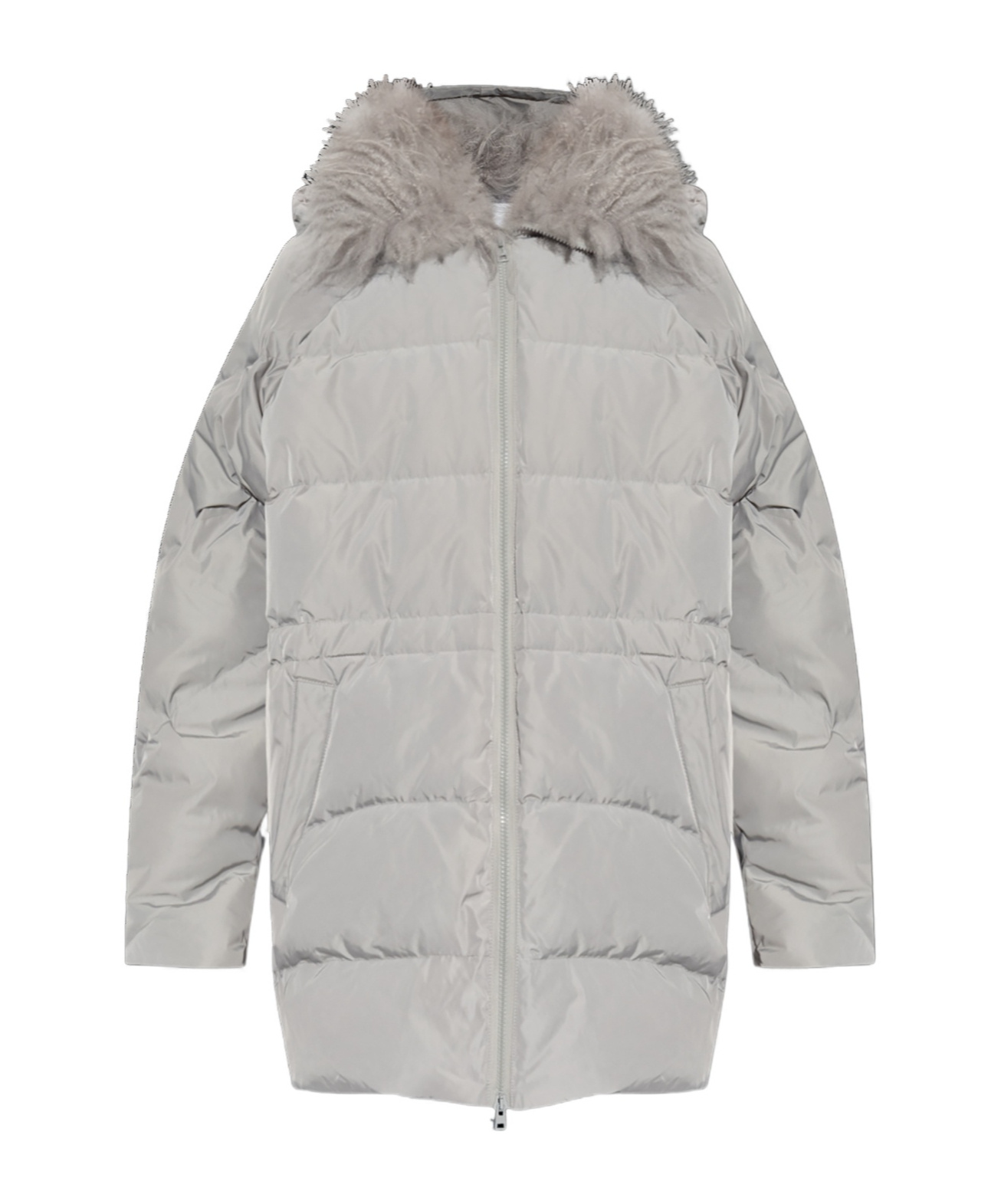 Yves Salomon Long-sleeved Down Jacket In Gray