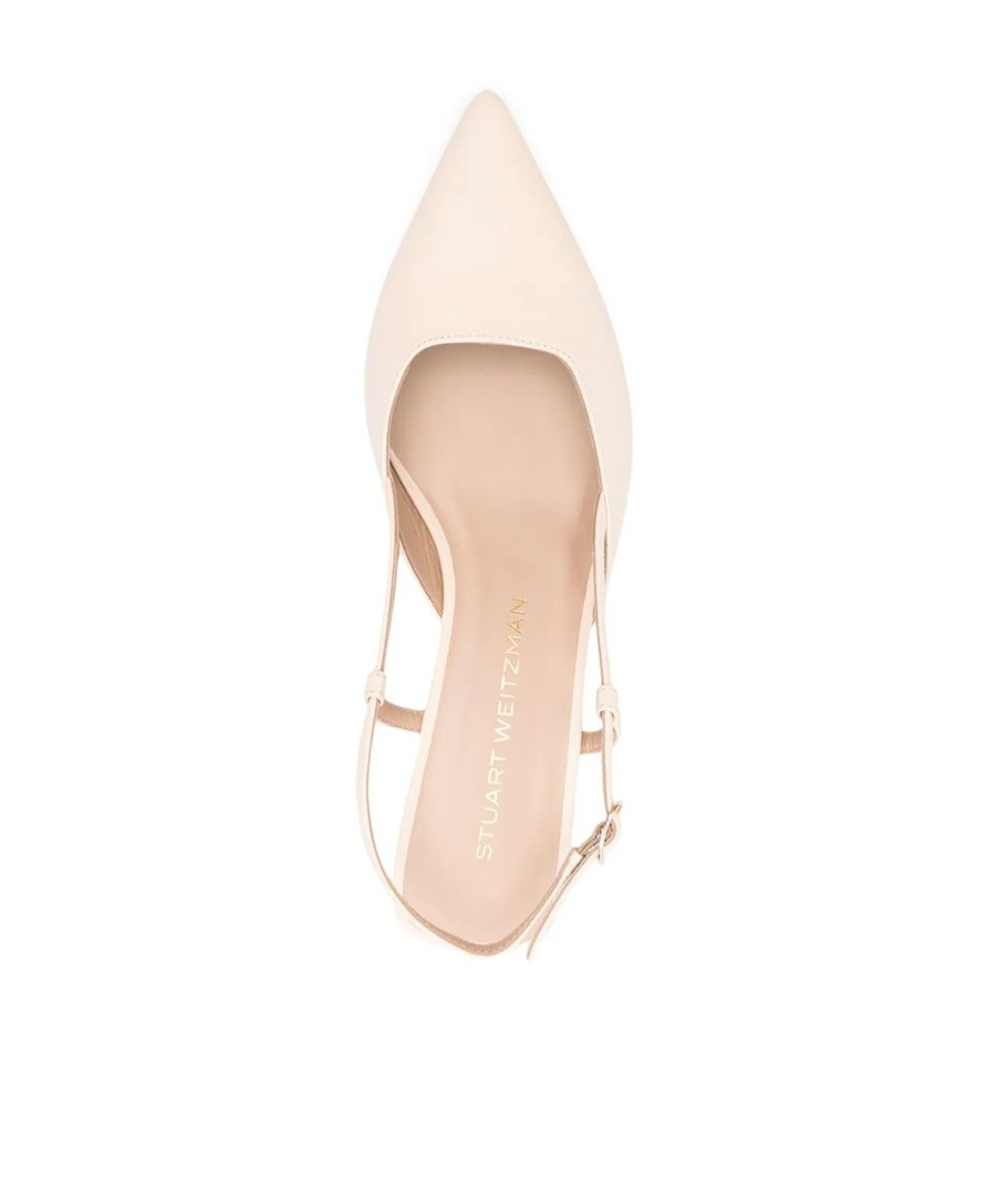 Stuart Weitzman Vinnie Leather Kitten Slingback Pumps In White