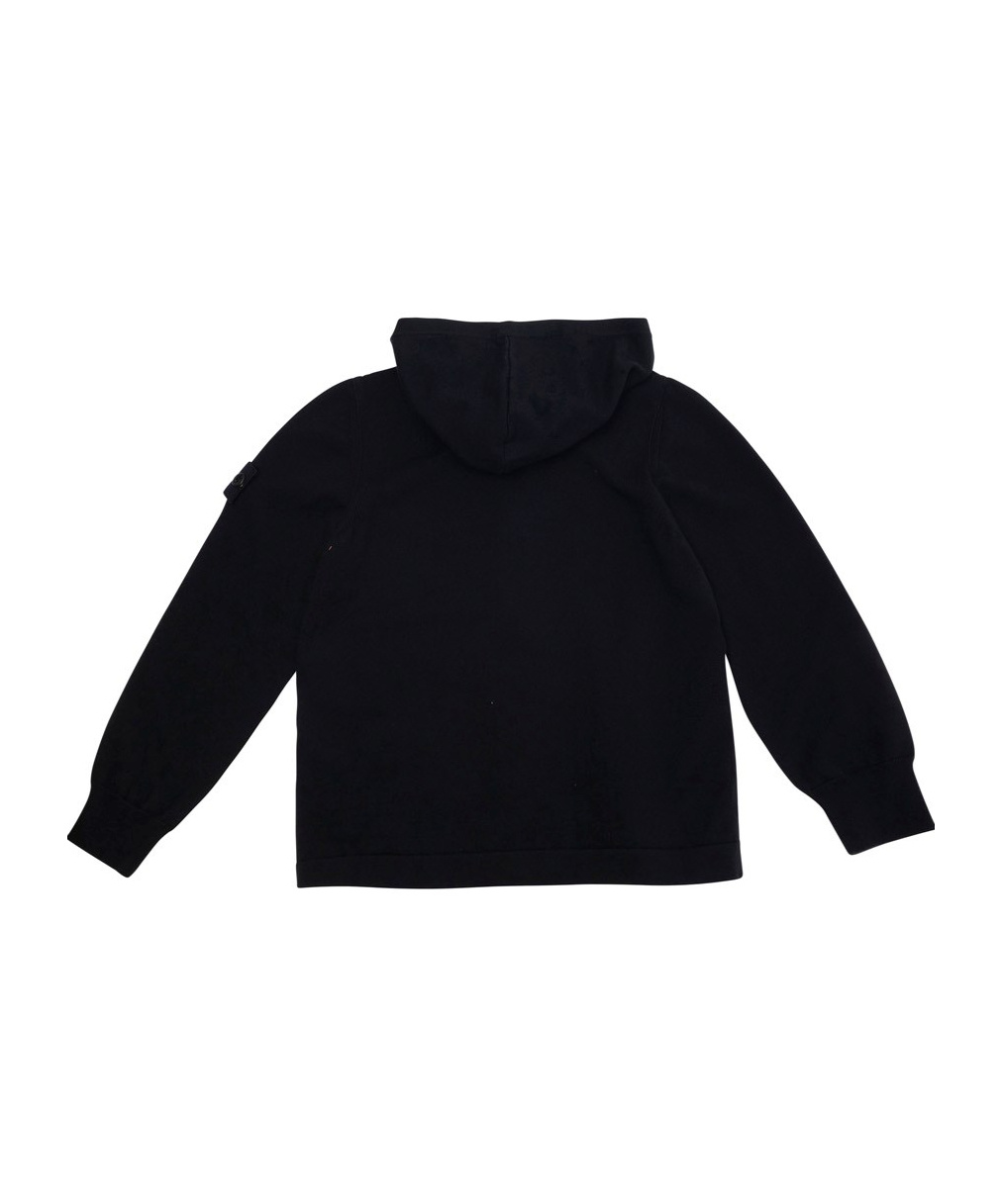 Stone Island Long-sleeved Zipper Sweatshirt In Black
