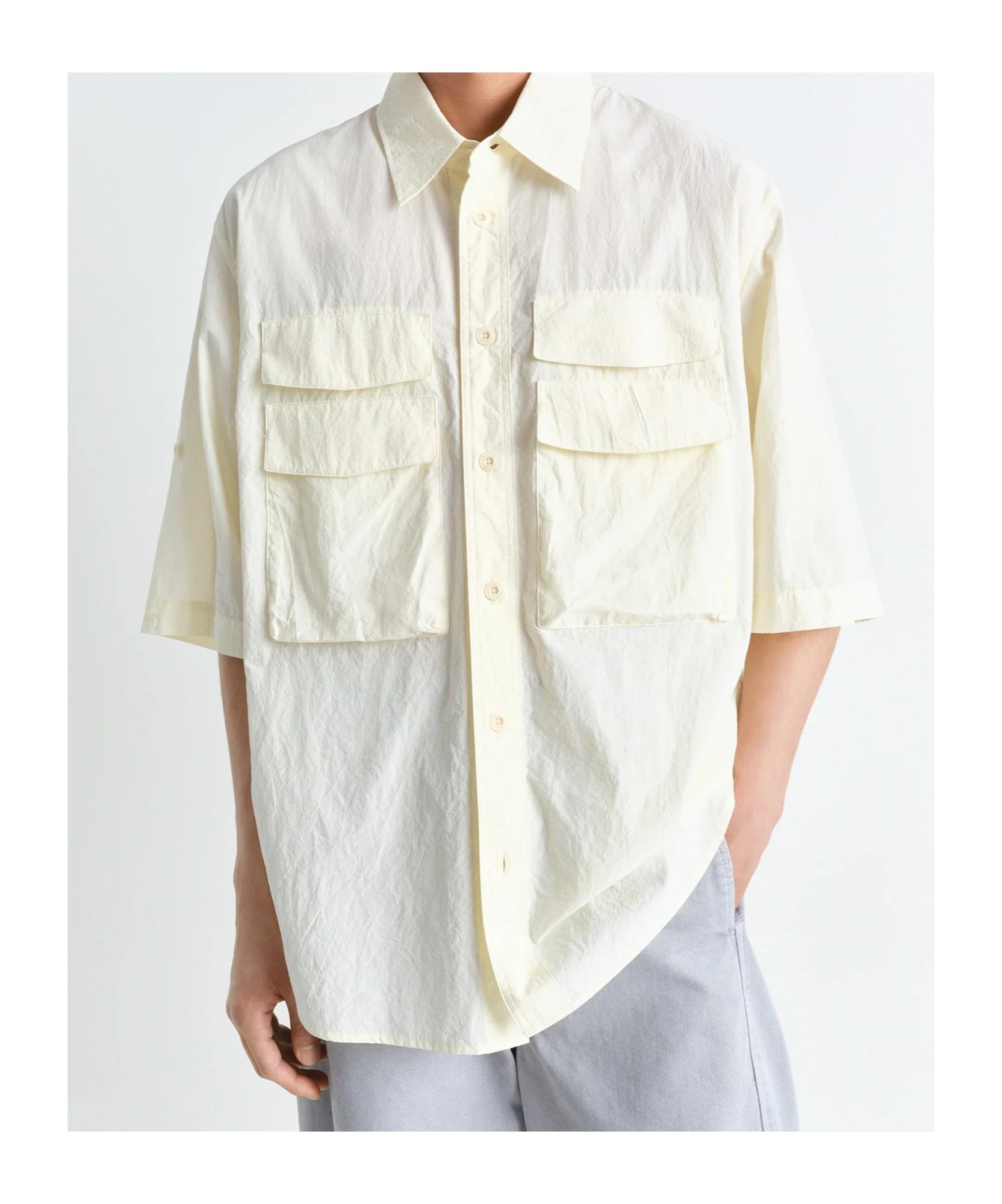 Lemaire Utility Shirt In Almond Milk