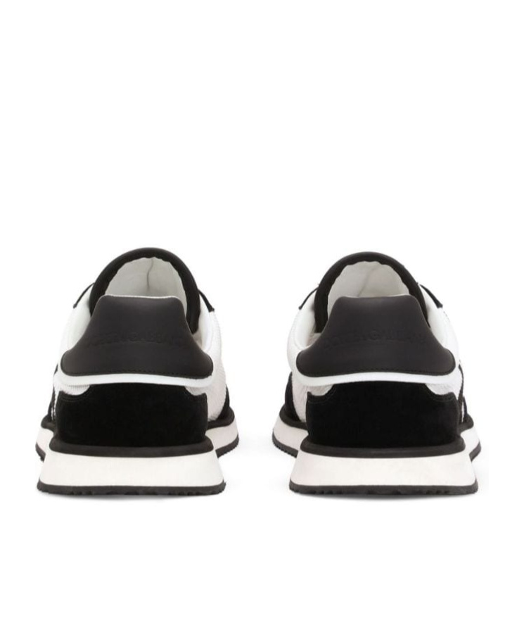 Dolce & Gabbana Multicolor Mesh And Split Leather Cushion Sneakers In Black