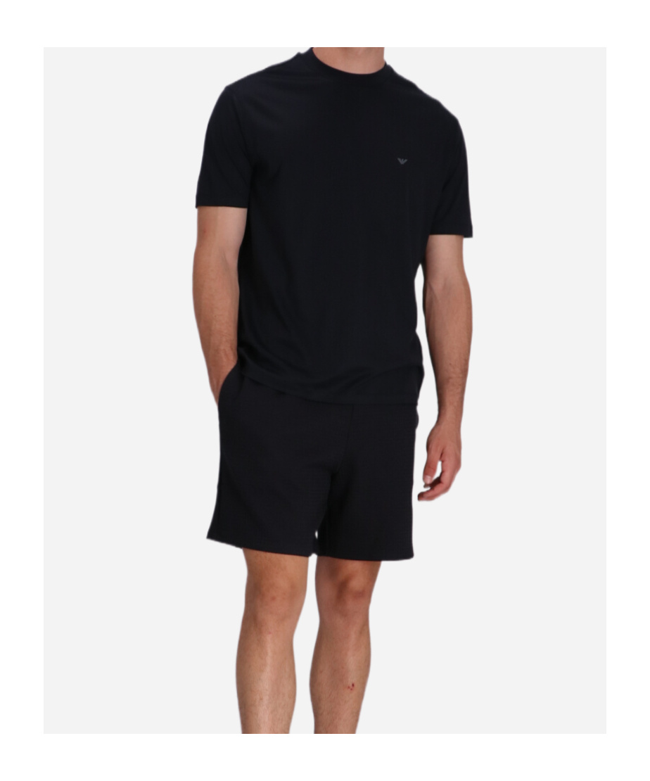 Emporio Armani Textured Track Shorts In Black